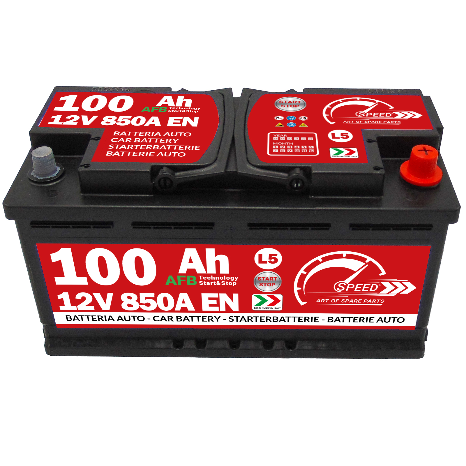 Batteria Auto Speed L4 100Ah 850A 12V AFB Start&Stop Ricambi auto SMC